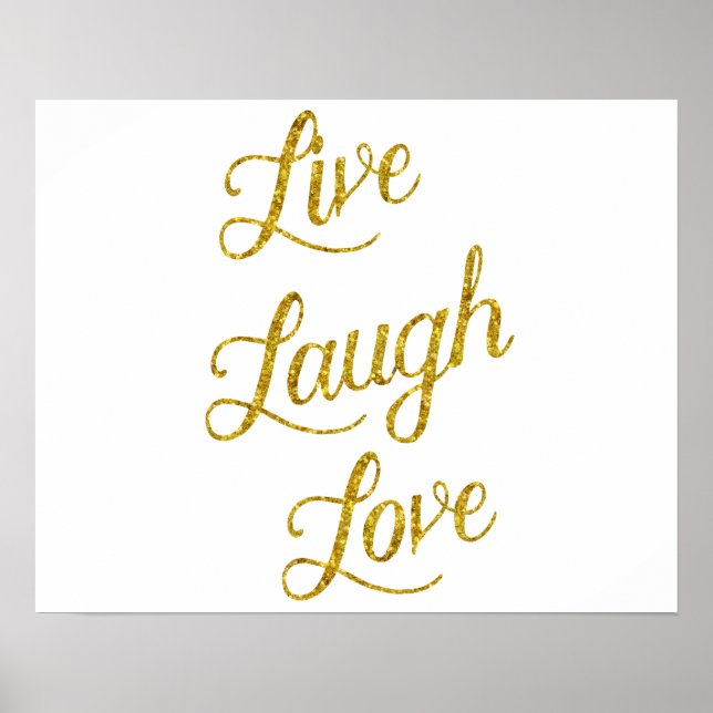 Póster Live Laugh Love Gold Faux Purpurina Metallics Sequ (Frente)