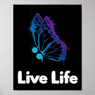Póster Live Life Semicolon Aware And Support Suicidio Awa