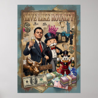 Póster Live Like Royalty - Wall Street Erfolg & Geld Moti