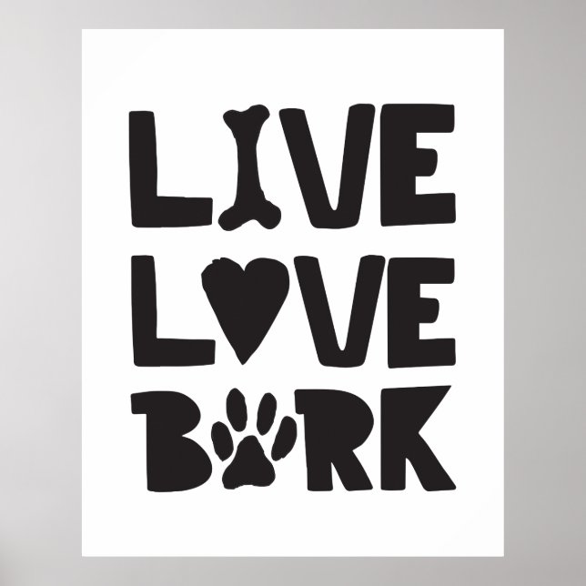 Póster Live Love Bark Happy Bark Dogs Bark Cita K9 Cita (Frente)