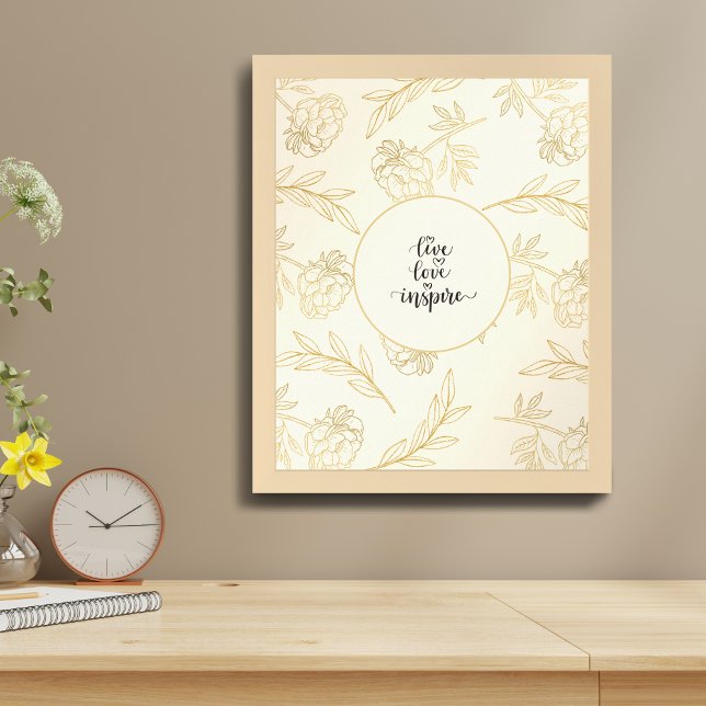 Póster Live Love Inspire Gold Floral (Subido por el creador)