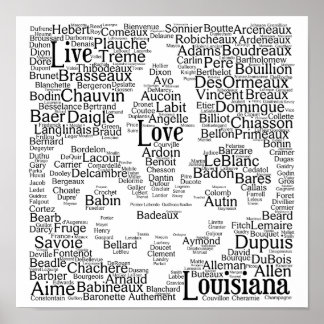Póster Live, Love, Louisiana Last Names Fleur - De - Lis