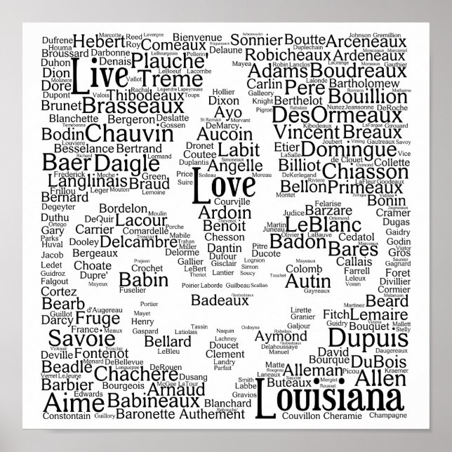 Póster Live, Love, Louisiana Last Names Fleur - De - Lis (Frente)