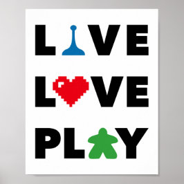 Póster Live, Love, Play Black Text Print