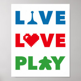Póster Live, Love, Play Colorful Print