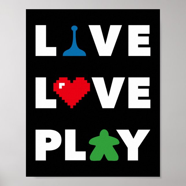 Póster Live, Love, Play White Text Print (Frente)