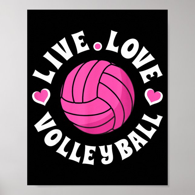 Póster Live Love Volleyball For Women Girls Volleyball Fa (Frente)