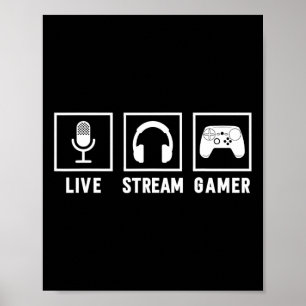 Póster Live Stream Gamer Video Game Online