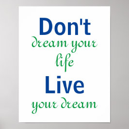 Póster Live Your Dream Motivational Cita