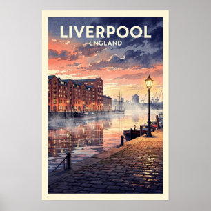 Póster Liverpool Inglaterra Viaje Vintage