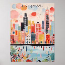 Póster Liverpool Travel City Wall Art Painting Aesthetic
