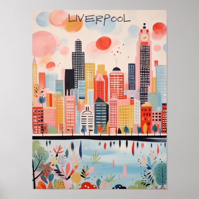 Póster Liverpool Travel City Wall Art Painting Aesthetic (Frente)