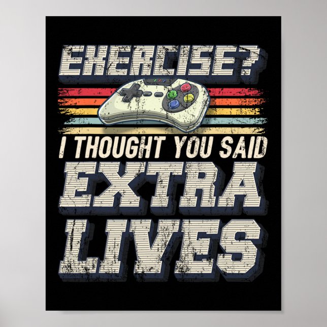 Póster Lives Funny Video Game Controller Retro Gamer Boys (Frente)