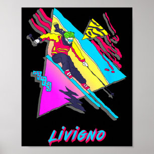 Póster Livigno vibrante esquiador de esquí nieve esquí tr