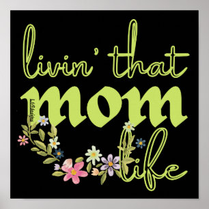 Póster LIVIN' ESA MOM LIFE Día de la Madre idea