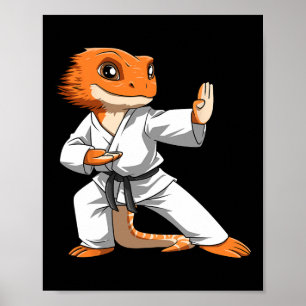 Póster Lizard Karate Dueños de dragones con barba Dragon