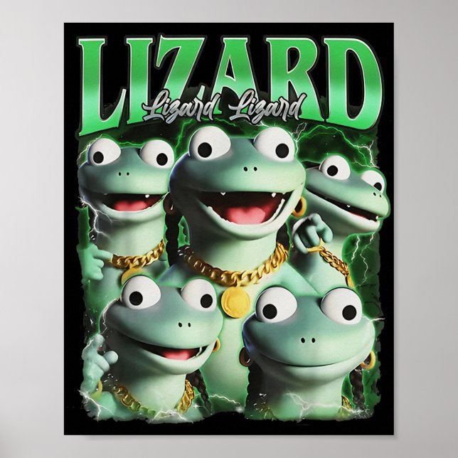 Póster Lizard Lizard Lizard Meme gracioso Lizard Bootleg  (Frente)