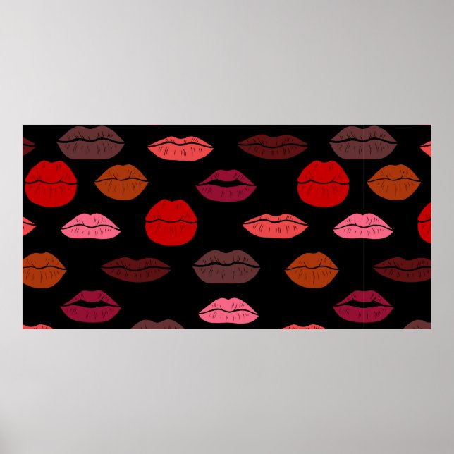 Póster Llabios coloridos sin patrón (Frente)
