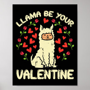 Póster Llama a ser tu Valentín lindo alpaca masculina