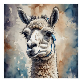 Póster Llama acuarela no 1