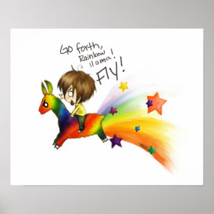 Póster Llama arcoiris.