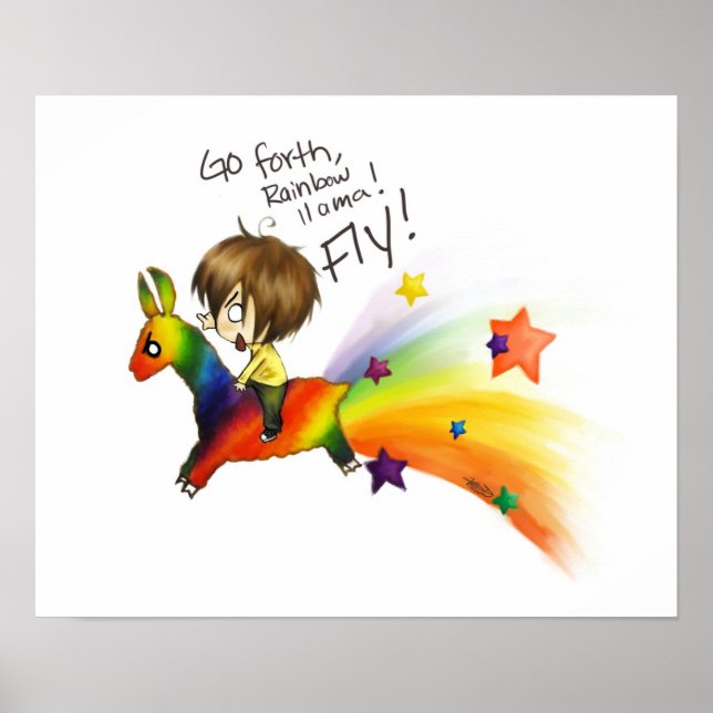 Póster Llama arcoiris. (Frente)