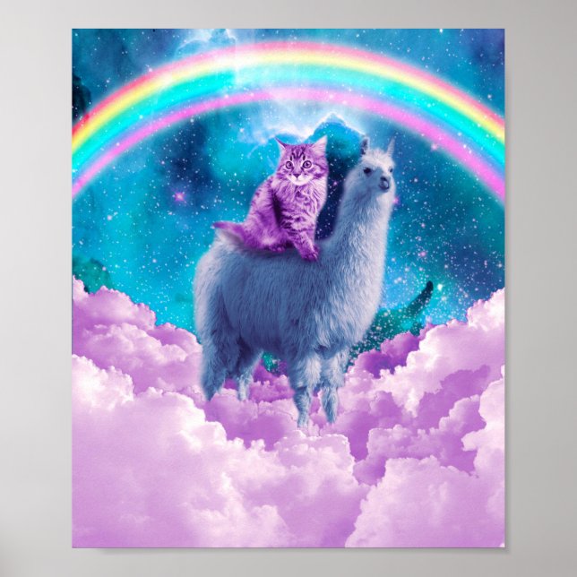 Póster Llama arcoiris a gato (Frente)