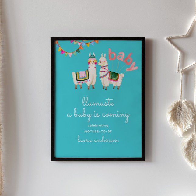 Póster Llama azul turquesa Baby Shower - Llamaste (Subido por el creador)