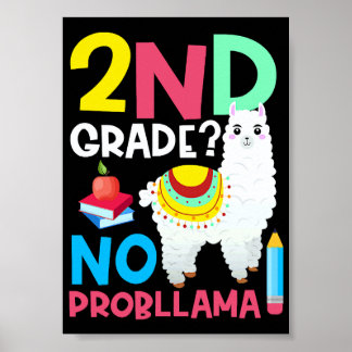 Póster Llama de 2do grado sin problemas Humor de maestro 