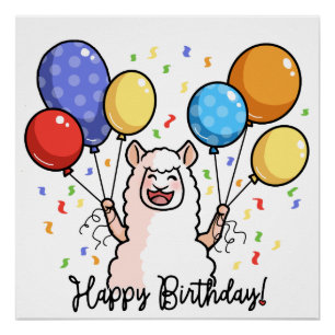 Póster Llama de cumpleaños feliz