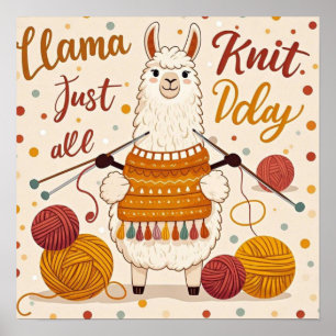 Póster Llama de dibujos animados linda que lleva una bufa