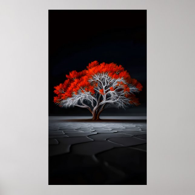 Póster Llama de Vida – Árbol Rojo de Resiliencia (Frente)