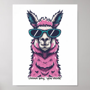 Póster Llama dice que rocas   Postura rara en gafas de so