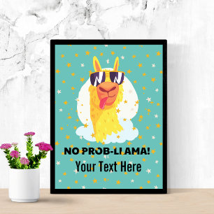 Póster Llama Divertida Llama Lindo con Estrellas