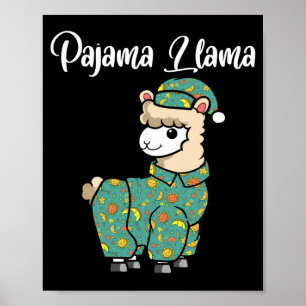 Póster Llama divertida pijama llama hora de dormir pijama