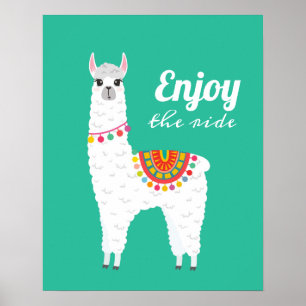 Póster Llama dramática de la alpaca funky