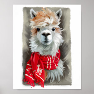 Póster Llama escandalosa con una bufanda roja