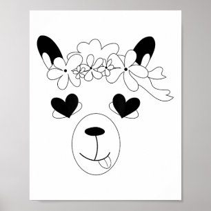 Póster Llama Face Halloween Costume Wreath St. Valentine