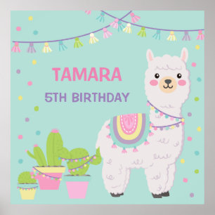 PÓSTER LLAMA FUN AQUA