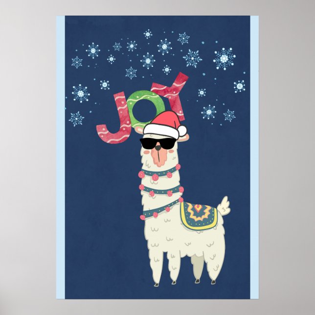 Póster Llama Guay en Santa Hat con Navidades de copas de  (Frente)