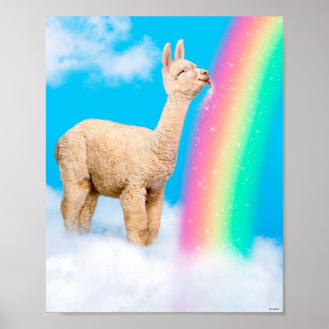 Póster Llama Licando Arcoiris (Frente)