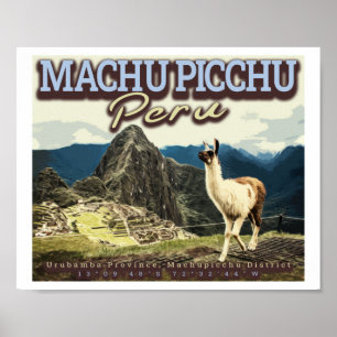 PÓSTER LLAMA - MACHU PICCHU PERU