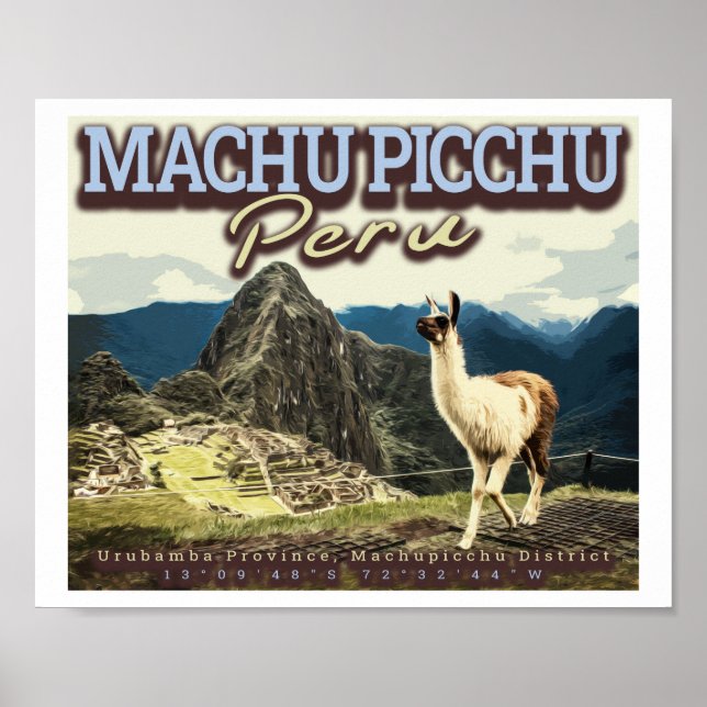PÓSTER LLAMA - MACHU PICCHU PERU (Frente)