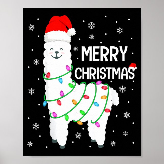 Póster Llama Merry Christmas Kids Funny Llama Christmas L (Frente)