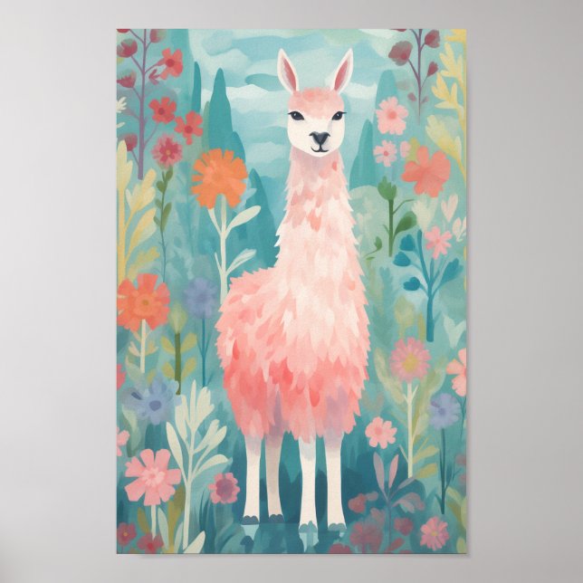 Póster Llama pequeña feliz (Frente)