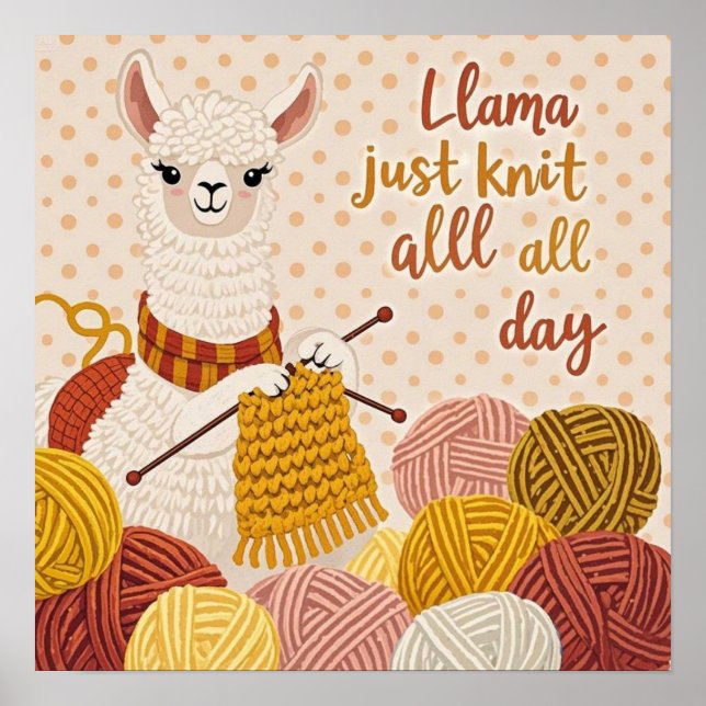 Póster Llama personalizado con pañuelo de cuchillos (Frente)