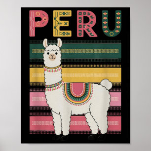Póster Llama peruana cubana de Perú - diseño divertido de