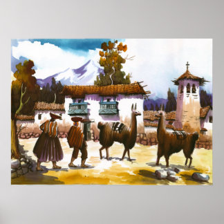 Póster Llama peruano Poster con: