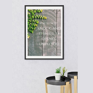 Póster Llama Y La Puerta Se Abrirá Versículo De La Biblia