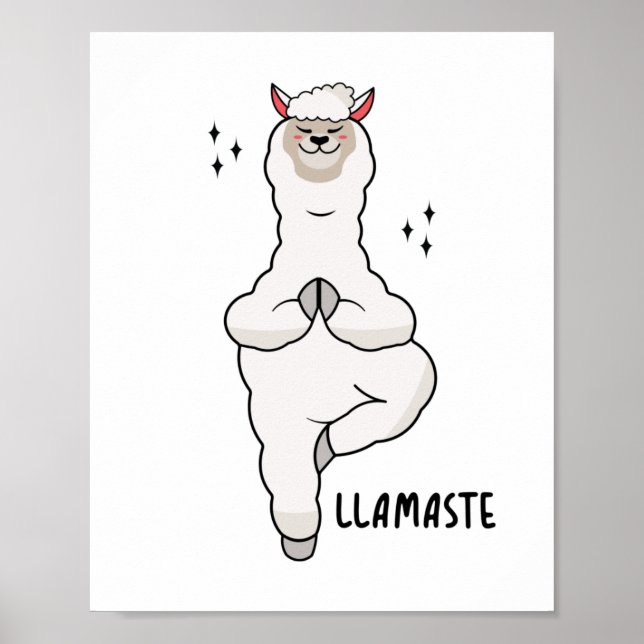 Póster Llama Yoga Pose con llama (Frente)